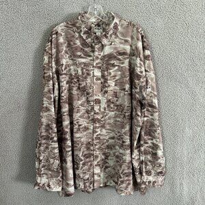 Aqua Design Aqua Shield UPF 50+ Fishing Shirt 2XL Water Camo Vented Pockets